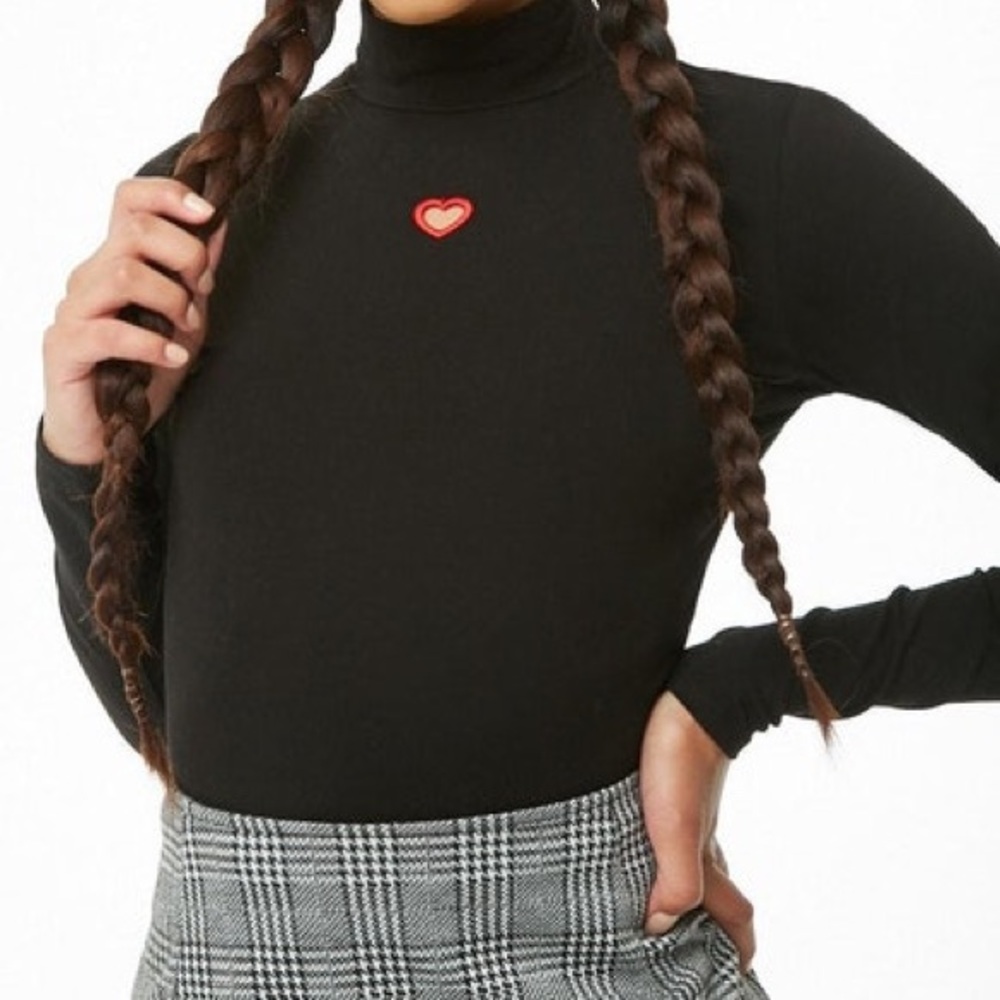 Forever 21 Heart Cutout Mock Neck Top